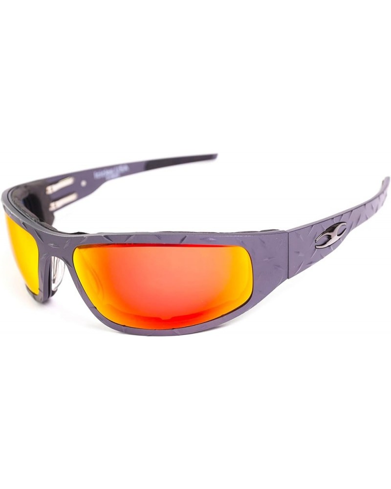 Billet Aluminum Riding Glasses - Windproof Foam - Bagger Gunmetal Diamond Biker Sunglasses Transition Mirror Orange $61.03 De...