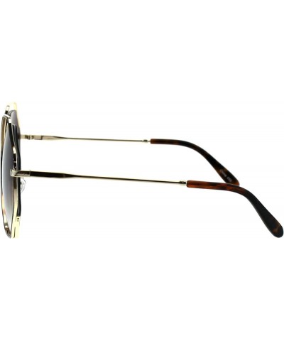 Womens Expose Lens Octagonal Metal Rim Hippie Retro Sunglasses Brown Gold Brown $9.33 Rectangular