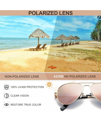 Polarized Aviator Sunglasses Mirrored Lens Metal Frame for Men Women, 100% UV 400 Protection A3 Pink Mirrored $10.79 Aviator