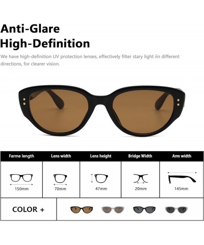 Retro Cat Eye Sunglasses for Women Men Vintage Cateye Designer Sunnies UV400 AM062 Black/Brown $6.88 Cat Eye