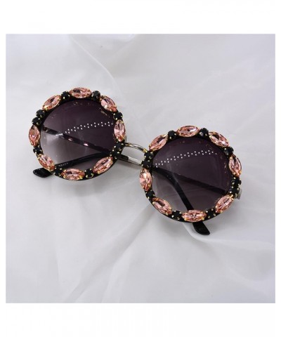 Shining Oversized Round Rhinestone Sunglasses Women Frame punk Female crystal Party Sun Glasses 2pcs-pink&red $16.28 Goggle