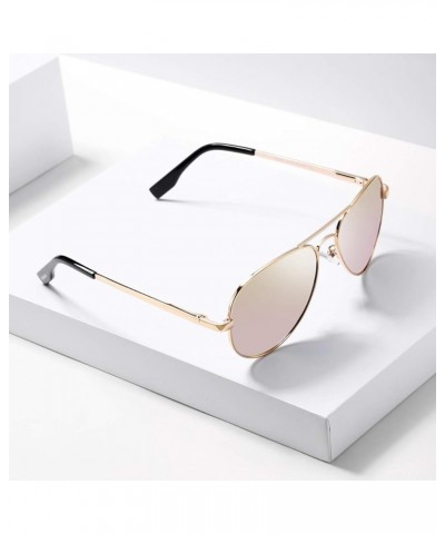 Polarized Aviator Sunglasses Mirrored Lens Metal Frame for Men Women, 100% UV 400 Protection A3 Pink Mirrored $10.79 Aviator