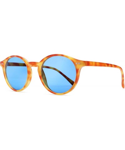 Trendy Sunglasses for Women Men Retro Small Round Sunglasse 2 Pack,48MM Orange Tortoise/Blue $12.53 Round