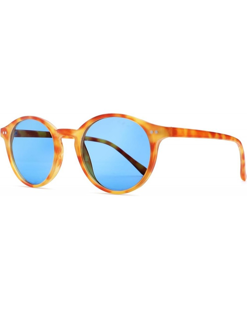 Trendy Sunglasses for Women Men Retro Small Round Sunglasse 2 Pack,48MM Orange Tortoise/Blue $12.53 Round