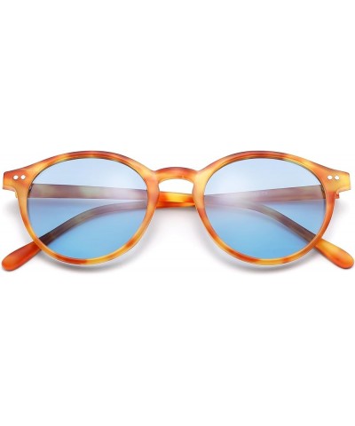 Trendy Sunglasses for Women Men Retro Small Round Sunglasse 2 Pack,48MM Orange Tortoise/Blue $12.53 Round