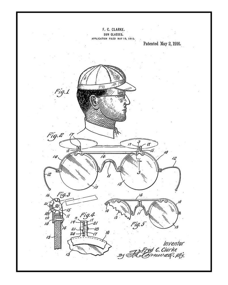 Sunglasses Patent Print Chalkboard with Border (5" x 7") M15538 24" x 36" Black Ink on White $9.69 Designer