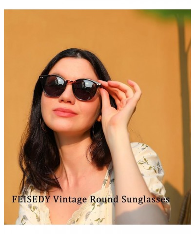 Retro Round Polarized Sunglasses Women Men Trending Shades Fashion Circle Sun Glasses B2808 003 Leopard Frame & Grey Lens $11...