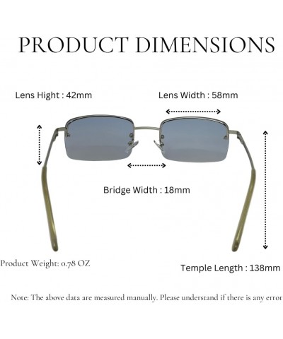 Minimalist Rectangular Semi-Frame Lightweight Gradient Lens Spring Hinge Blue/Brown $10.79 Rectangular