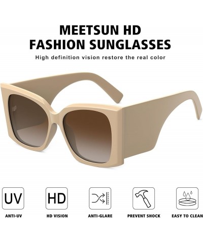 Trendy Retro Cat Eye Oversized Sunglasses for Women Stylish Vintage Wide Legs Square 90s Big Shades UV400 Protection Rice Pin...