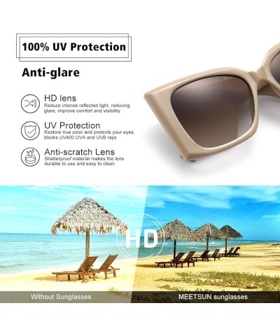 Trendy Retro Cat Eye Oversized Sunglasses for Women Stylish Vintage Wide Legs Square 90s Big Shades UV400 Protection Rice Pin...