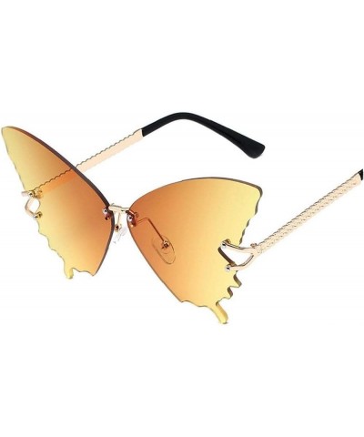 Butterfly Sunglasses 1pc Butterfly Rimless Sunglasses for Women Vintage Metal Frame Eyewear Uv Protection Yellow $9.35 Butterfly