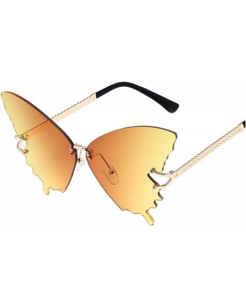 Butterfly Sunglasses 1pc Butterfly Rimless Sunglasses for Women Vintage Metal Frame Eyewear Uv Protection Yellow $9.35 Butterfly