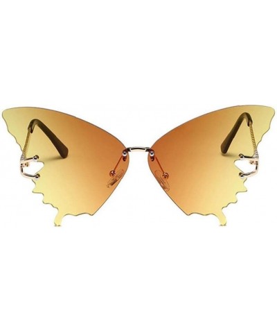 Butterfly Sunglasses 1pc Butterfly Rimless Sunglasses for Women Vintage Metal Frame Eyewear Uv Protection Yellow $9.35 Butterfly