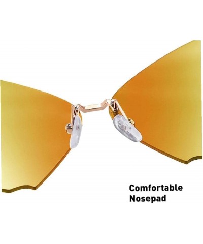 Butterfly Sunglasses 1pc Butterfly Rimless Sunglasses for Women Vintage Metal Frame Eyewear Uv Protection Yellow $9.35 Butterfly