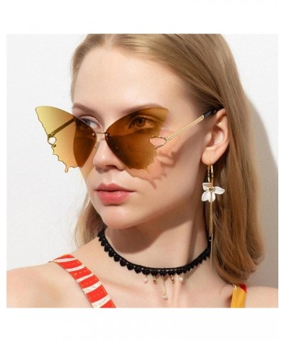 Butterfly Sunglasses 1pc Butterfly Rimless Sunglasses for Women Vintage Metal Frame Eyewear Uv Protection Yellow $9.35 Butterfly