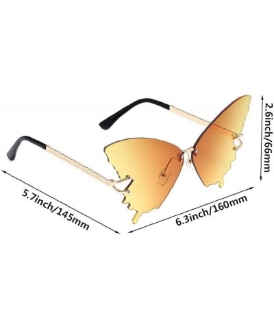 Butterfly Sunglasses 1pc Butterfly Rimless Sunglasses for Women Vintage Metal Frame Eyewear Uv Protection Yellow $9.35 Butterfly