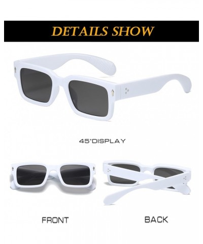 Square Frame Sunglasses for Women Men Trendy Chunky Rectangle Sun Glasses Black Shades UV400 Protection A7 White/Grey $10.00 ...