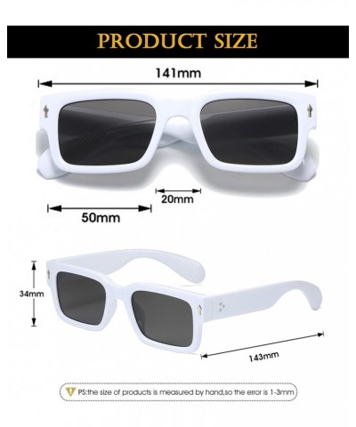 Square Frame Sunglasses for Women Men Trendy Chunky Rectangle Sun Glasses Black Shades UV400 Protection A7 White/Grey $10.00 ...