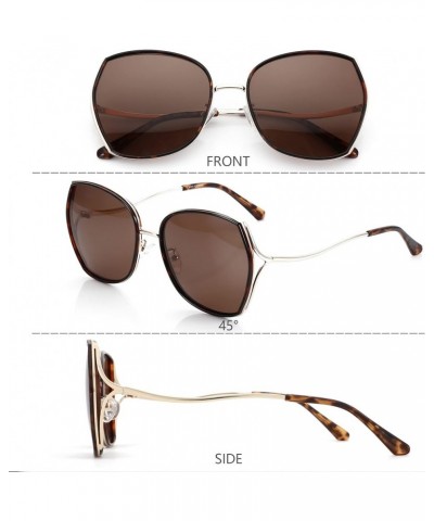 Polarized Sunglasses for Women Cateye Oversized Vintage Metal Frame Gradient Lens Sun Glasses UV400 Protection S1 Brown $13.0...