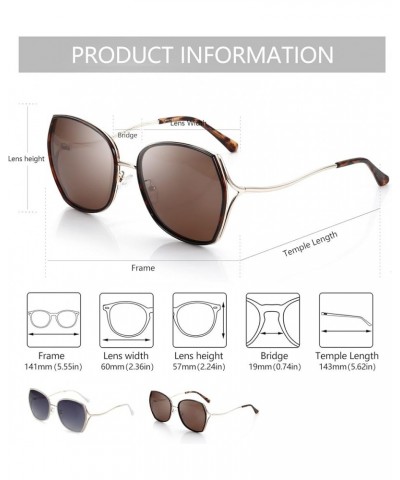 Polarized Sunglasses for Women Cateye Oversized Vintage Metal Frame Gradient Lens Sun Glasses UV400 Protection S1 Brown $13.0...