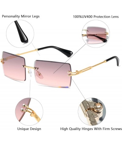 Fashion Rimless Rectangle Sunglasses for Women Men Square Glasses Ultralight UV400 Eyewear Unisex 9031 Purple $8.25 Rimless