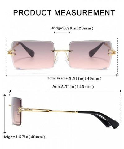 Fashion Rimless Rectangle Sunglasses for Women Men Square Glasses Ultralight UV400 Eyewear Unisex 9031 Purple $8.25 Rimless