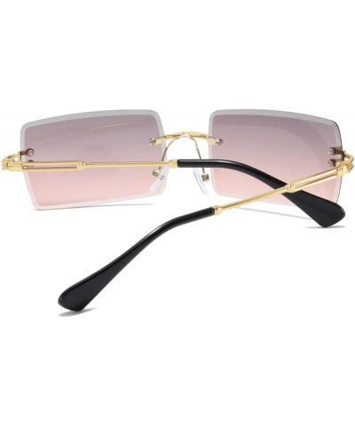 Fashion Rimless Rectangle Sunglasses for Women Men Square Glasses Ultralight UV400 Eyewear Unisex 9031 Purple $8.25 Rimless