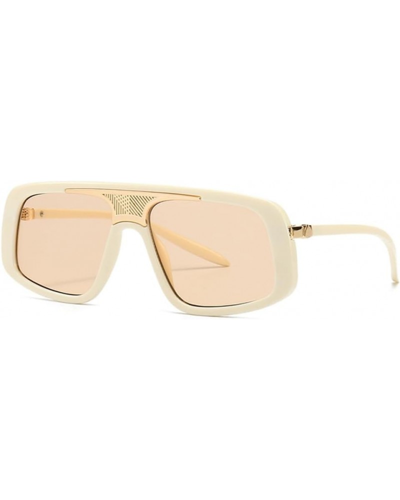 Stripe Frame Square Sunglasses Women Men Oversized Sun Glasses Vintage Eyewear UV400 Beige $17.21 Oversized