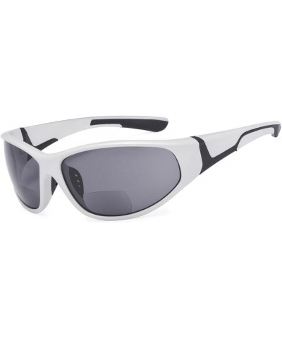 Bifocal Sunglasses with TR90 and Rubber Frame - Sports Style Sunshine Readers (White, 3.00) +3.00 Pearly-silver $13.20 Rectan...