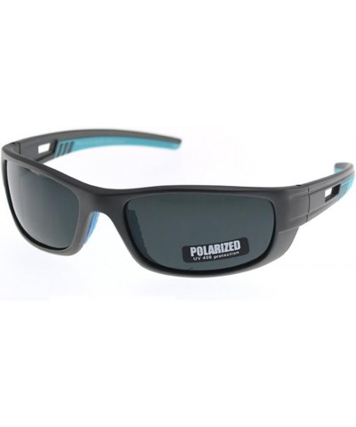 De Ding Men's Retro Sports Sunglasses Black Blue Frame $9.99 Rectangular