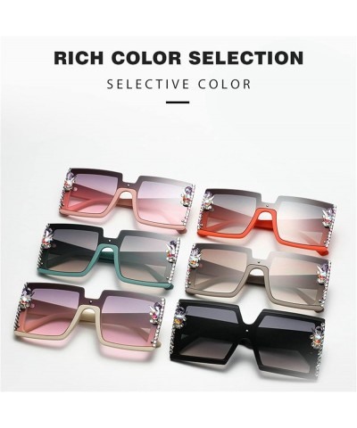 Retro Oversize Square Rimless Sparkling Sunglasses Fashion Shiny Thick Frame bling Gradient Sunglasses Pink $12.69 Rimless