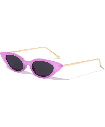 Thin Metal Temple Retro Sharp Round Cat Eye Sunglasses Black Purple $11.74 Cat Eye