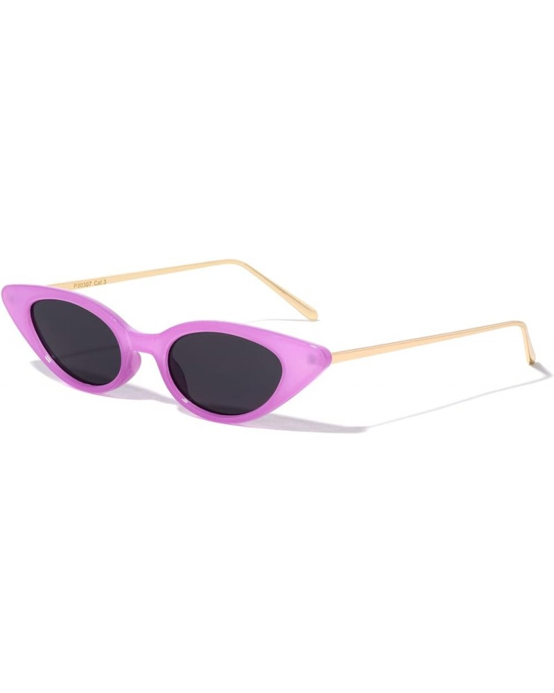 Thin Metal Temple Retro Sharp Round Cat Eye Sunglasses Black Purple $11.74 Cat Eye