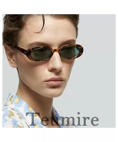 Retro Oval Sunglasses for Women Men 90s Style Vintage Small Sun Glasses UV400 Protection Shades A03 Leopard/G15 $8.09 Designer