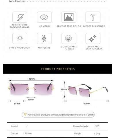 Frameless Square Men and Women Sunglasses Fashion Small Frame Decorative Sunglasses (Color : 5, Size : 1) 1 15 $11.24 Designer