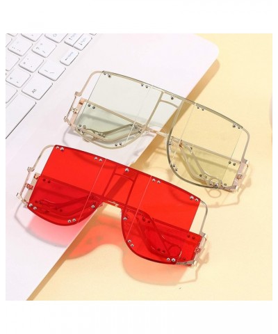 COTIA/Fashion Square Sunglasses Women New Oversized Mirror Men Shades Glasses Luxury Brand Metal Rivet Fashion Female Eyewear...