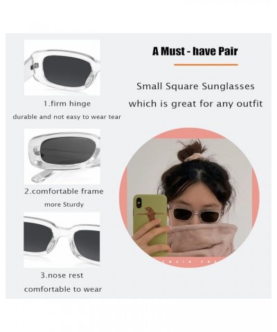 Retro Rectangle Sunglasses for Women Men Small Square Frame Sun Glasses 2 Pack Orange/Orange + Transparent/Black $9.17 Square