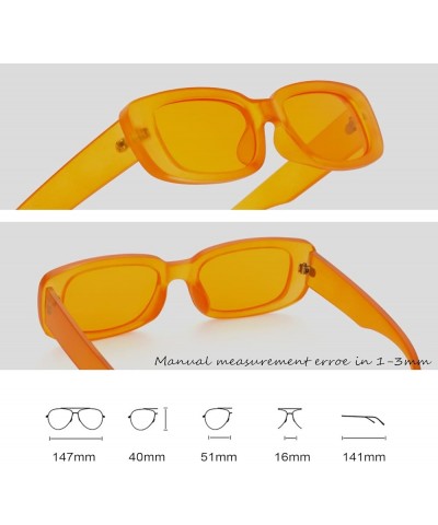 Retro Rectangle Sunglasses for Women Men Small Square Frame Sun Glasses 2 Pack Orange/Orange + Transparent/Black $9.17 Square