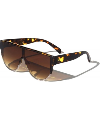 Houston Flat Top One Piece Shield Lens Round Bottom Sunglasses Brown Demi Fade $9.95 Aviator