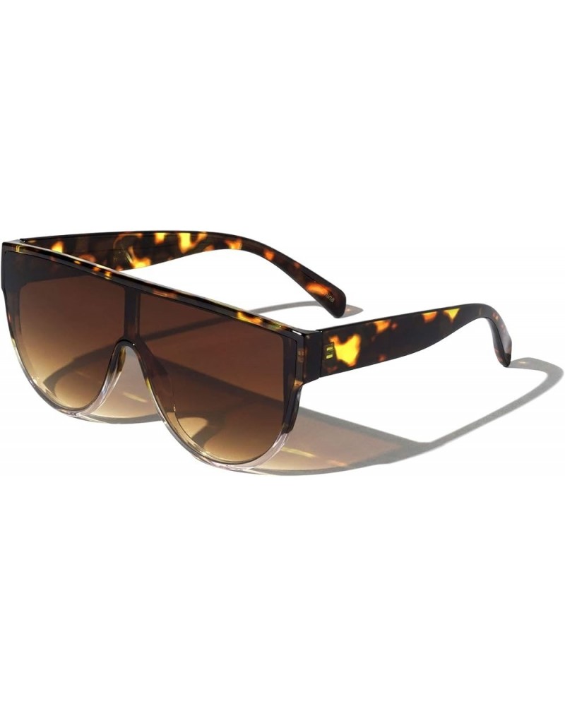 Houston Flat Top One Piece Shield Lens Round Bottom Sunglasses Brown Demi Fade $9.95 Aviator