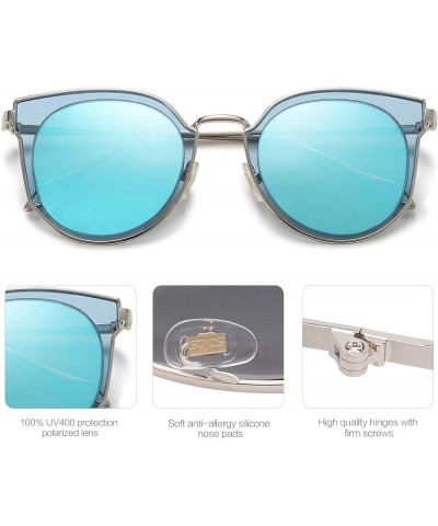 Round Polarized Sunglasses Womens Mens Trendy Mirrored Lens SJ1057 Blue $10.79 Aviator