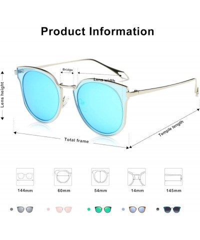 Round Polarized Sunglasses Womens Mens Trendy Mirrored Lens SJ1057 Blue $10.79 Aviator