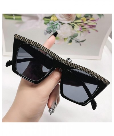 Unique Fashion Diamond Sunglasses Women Luxury Rhinestone Cat Eye Eyewear Female Trend Ladies Sun Glasses UV400 Black $9.14 C...