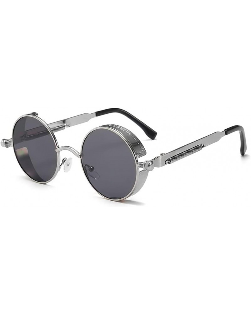 Classic Gothic Steampunk Sunglasses Men Women Vintage Round Glasses Driving C6 Silver Black As Picture $13.33 Sport