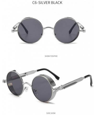 Classic Gothic Steampunk Sunglasses Men Women Vintage Round Glasses Driving C6 Silver Black As Picture $13.33 Sport