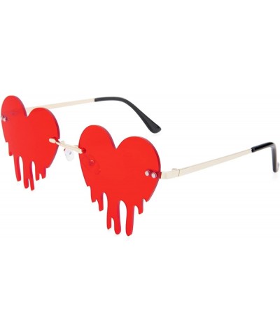 Melting Heart Sunglasses for Women Men Trendy Design Rimless Party Cute Prom Glasses Personality Fashion Fire Flame Shades (R...