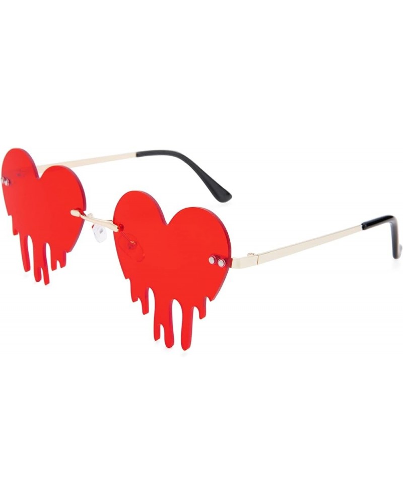 Melting Heart Sunglasses for Women Men Trendy Design Rimless Party Cute Prom Glasses Personality Fashion Fire Flame Shades (R...