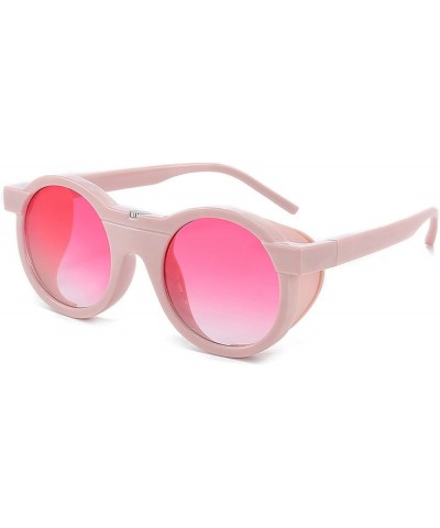 Fashion SteamPunk Style Vintage Round Sunglasses Men Women Outdoor Sports Side Shield Design Sun Glasses Pink $9.70 Round