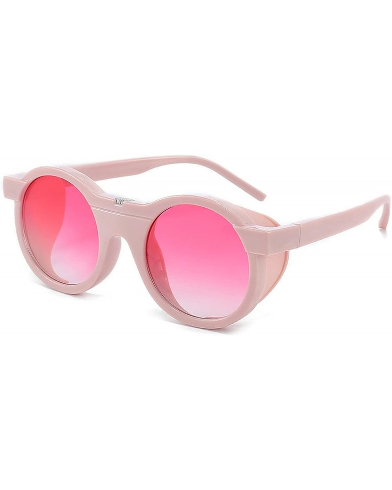 Fashion SteamPunk Style Vintage Round Sunglasses Men Women Outdoor Sports Side Shield Design Sun Glasses Pink $9.70 Round