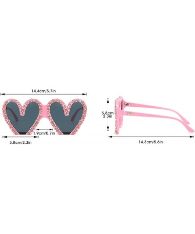 Sparkling Heart Crystal Sunglasses Female Diamond Sunglasses Heart Shape Rhinestone Sunglasses for Women Black $10.88 Oversized